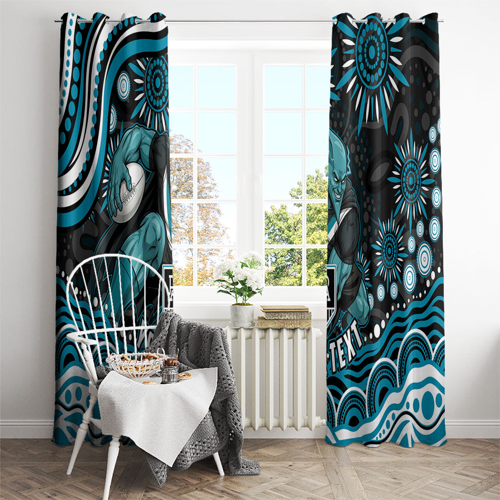 Personalized Port Adelaide Power Rugby Window Curtain Aboriginal Dot Art - Dreamtime Football Mascot
