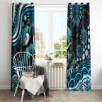 Personalized Port Adelaide Power Rugby Window Curtain Aboriginal Dot Art - Dreamtime Football Mascot