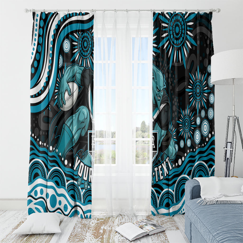 Personalized Port Adelaide Power Rugby Window Curtain Aboriginal Dot Art - Dreamtime Football Mascot