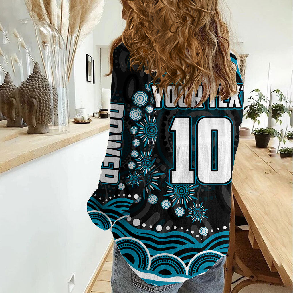 Personalized Port Adelaide Power Rugby Women Casual Shirt Aboriginal Dot Art - Dreamtime Football Mascot