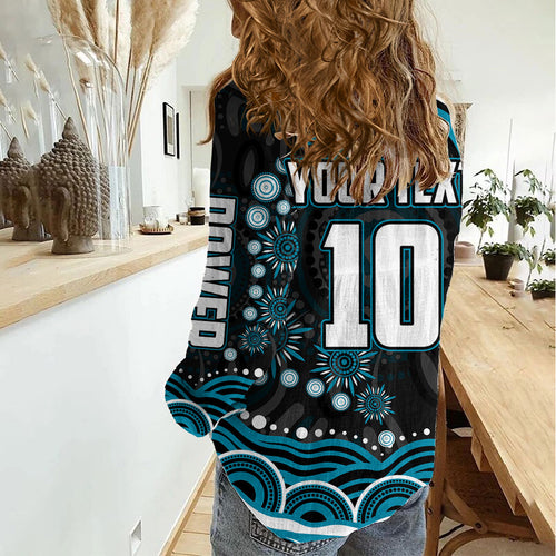 Personalized Port Adelaide Power Rugby Women Casual Shirt Aboriginal Dot Art - Dreamtime Football Mascot