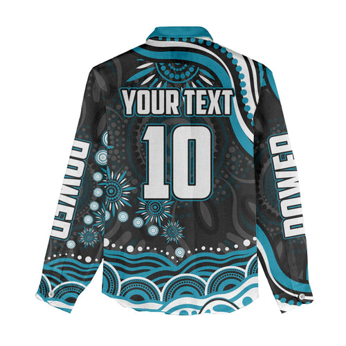 Personalized Port Adelaide Power Rugby Women Casual Shirt Aboriginal Dot Art - Dreamtime Football Mascot