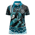 Personalized Port Adelaide Power Rugby Women Polo Shirt Aboriginal Dot Art - Dreamtime Football Mascot