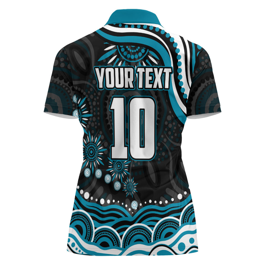 Personalized Port Adelaide Power Rugby Women Polo Shirt Aboriginal Dot Art - Dreamtime Football Mascot