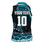 Personalized Port Adelaide Power Rugby Women Sleeveless Polo Shirt Aboriginal Dot Art - Dreamtime Football Mascot