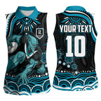 Personalized Port Adelaide Power Rugby Women Sleeveless Polo Shirt Aboriginal Dot Art - Dreamtime Football Mascot