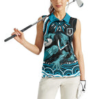Personalized Port Adelaide Power Rugby Women Sleeveless Polo Shirt Aboriginal Dot Art - Dreamtime Football Mascot