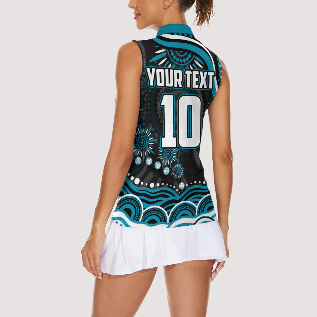 Personalized Port Adelaide Power Rugby Women Sleeveless Polo Shirt Aboriginal Dot Art - Dreamtime Football Mascot