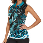 Personalized Port Adelaide Power Rugby Women Sleeveless Polo Shirt Aboriginal Dot Art - Dreamtime Football Mascot