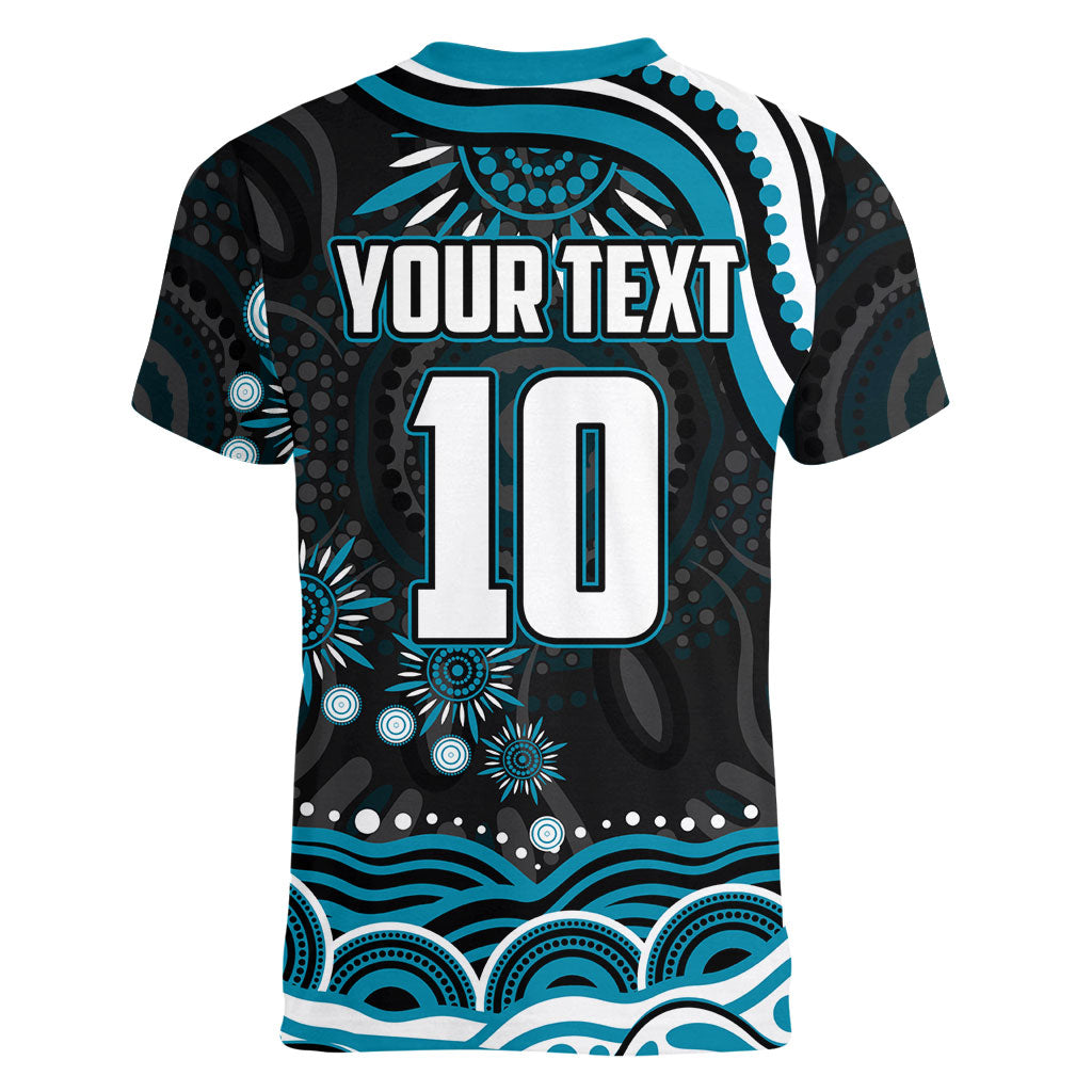 Personalized Port Adelaide Power Rugby Women V-Neck T-Shirt Aboriginal Dot Art - Dreamtime Football Mascot