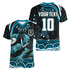 Personalized Port Adelaide Power Rugby Women V-Neck T-Shirt Aboriginal Dot Art - Dreamtime Football Mascot