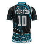 Personalized Port Adelaide Power Rugby Zipper Polo Shirt Aboriginal Dot Art - Dreamtime Football Mascot