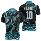Personalized Port Adelaide Power Rugby Zipper Polo Shirt Aboriginal Dot Art - Dreamtime Football Mascot