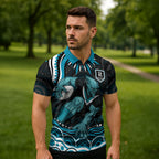 Personalized Port Adelaide Power Rugby Zipper Polo Shirt Aboriginal Dot Art - Dreamtime Football Mascot
