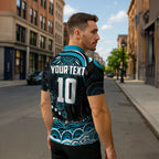 Personalized Port Adelaide Power Rugby Zipper Polo Shirt Aboriginal Dot Art - Dreamtime Football Mascot