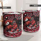 Personalized Essendon Bombers Rugby Laundry Basket Aboriginal Dot Art - Dreamtime Football Mascot