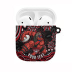 Personalized Essendon Bombers Rugby AirPods Case Aboriginal Dot Art - Dreamtime Football Mascot