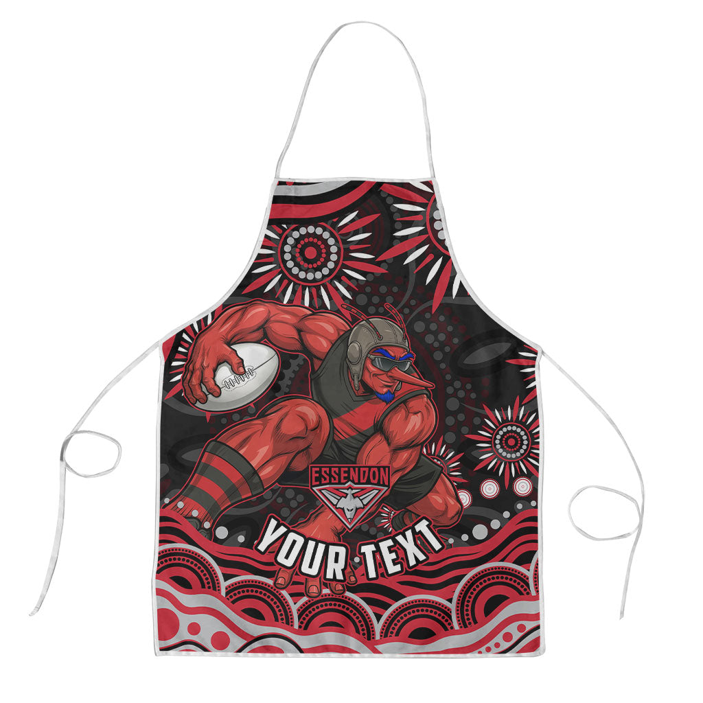 Personalized Essendon Bombers Rugby Apron Aboriginal Dot Art - Dreamtime Football Mascot