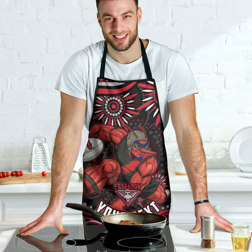Personalized Essendon Bombers Rugby Apron Aboriginal Dot Art - Dreamtime Football Mascot