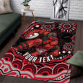 Personalized Essendon Bombers Rugby Area Rug Aboriginal Dot Art - Dreamtime Football Mascot
