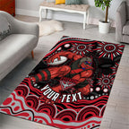 Personalized Essendon Bombers Rugby Area Rug Aboriginal Dot Art - Dreamtime Football Mascot