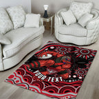 Personalized Essendon Bombers Rugby Area Rug Aboriginal Dot Art - Dreamtime Football Mascot