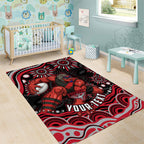 Personalized Essendon Bombers Rugby Area Rug Aboriginal Dot Art - Dreamtime Football Mascot