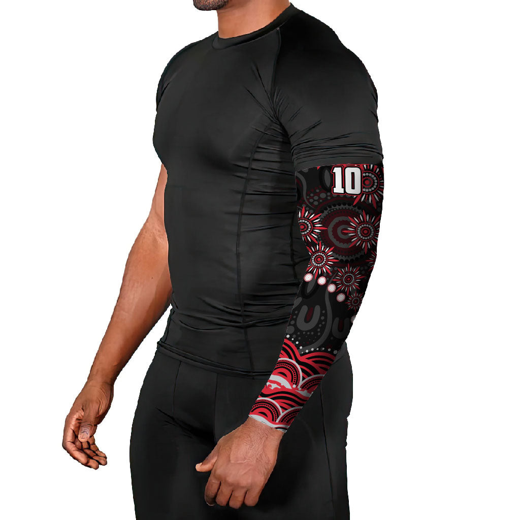 Personalized Essendon Bombers Rugby Arm Sleeves Aboriginal Dot Art - Dreamtime Football Mascot