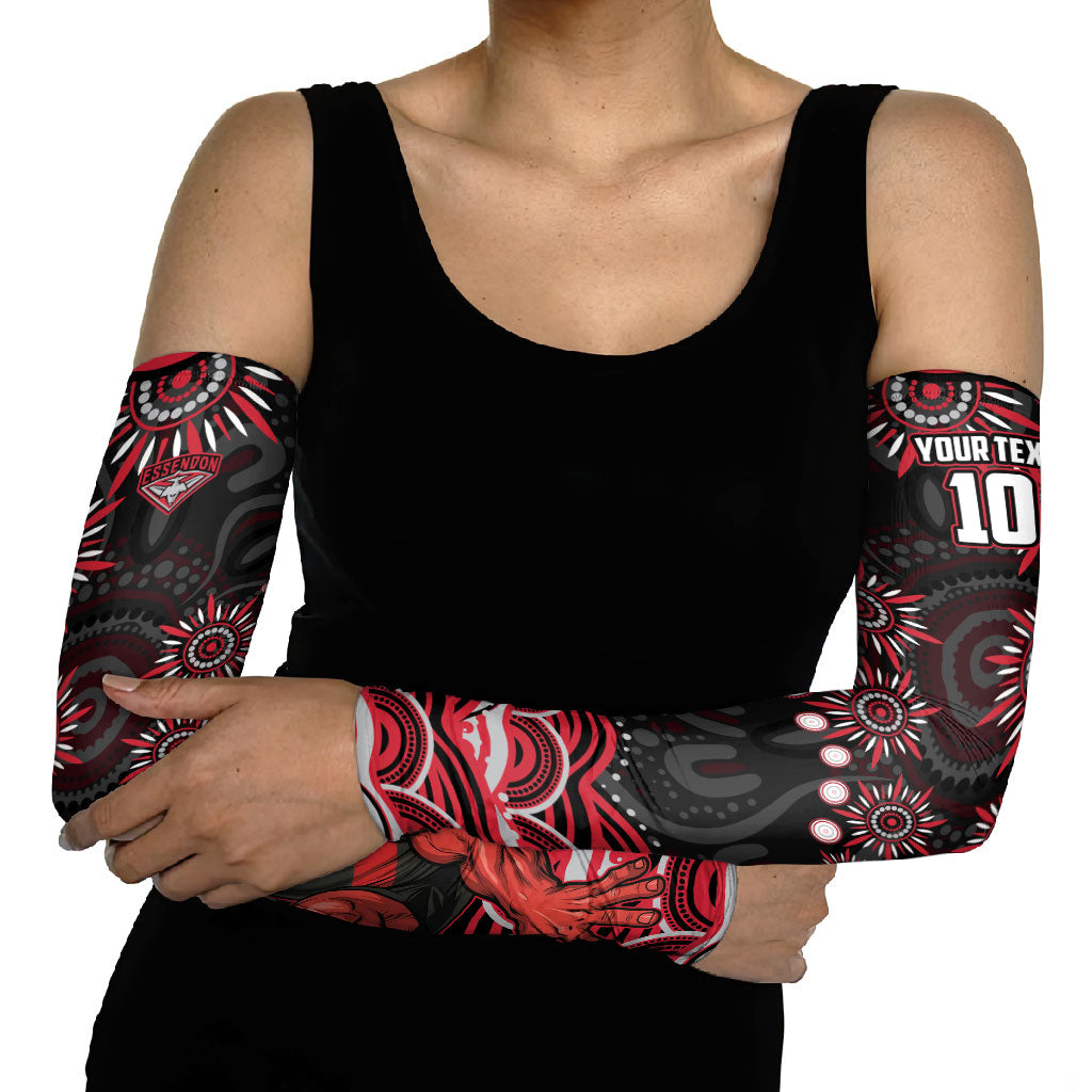 Personalized Essendon Bombers Rugby Arm Sleeves Aboriginal Dot Art - Dreamtime Football Mascot