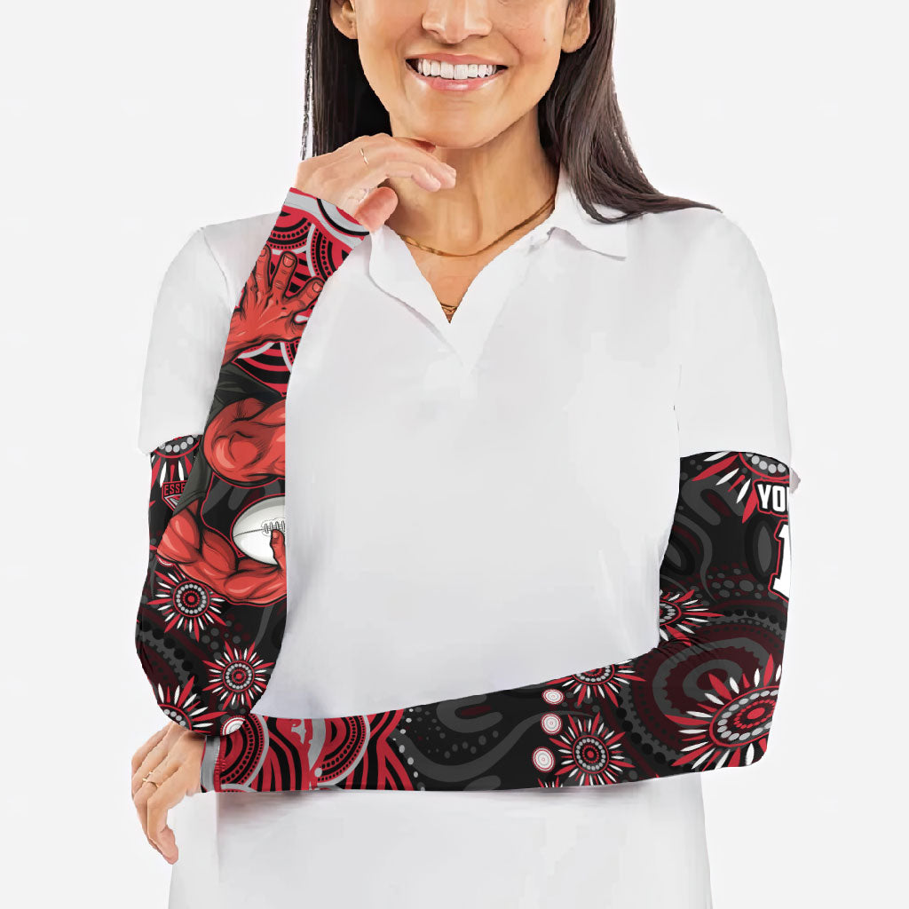 Personalized Essendon Bombers Rugby Arm Sleeves Aboriginal Dot Art - Dreamtime Football Mascot