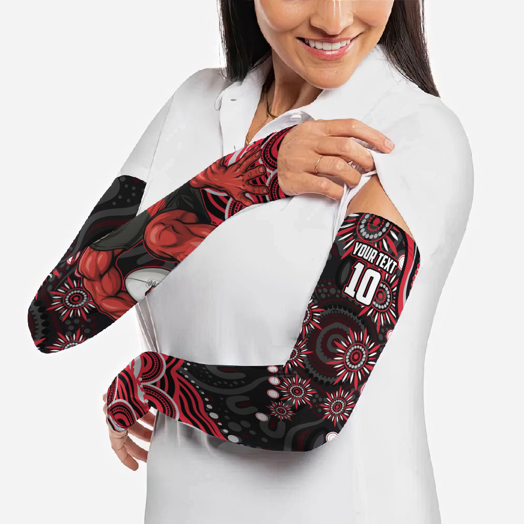 Personalized Essendon Bombers Rugby Arm Sleeves Aboriginal Dot Art - Dreamtime Football Mascot