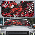 Personalized Essendon Bombers Rugby Auto Sun Shade Aboriginal Dot Art - Dreamtime Football Mascot