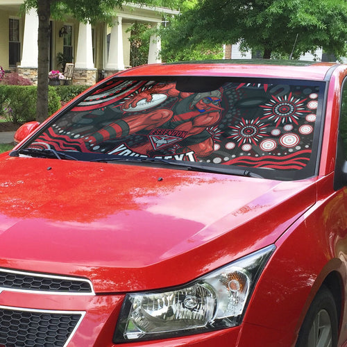 Personalized Essendon Bombers Rugby Auto Sun Shade Aboriginal Dot Art - Dreamtime Football Mascot