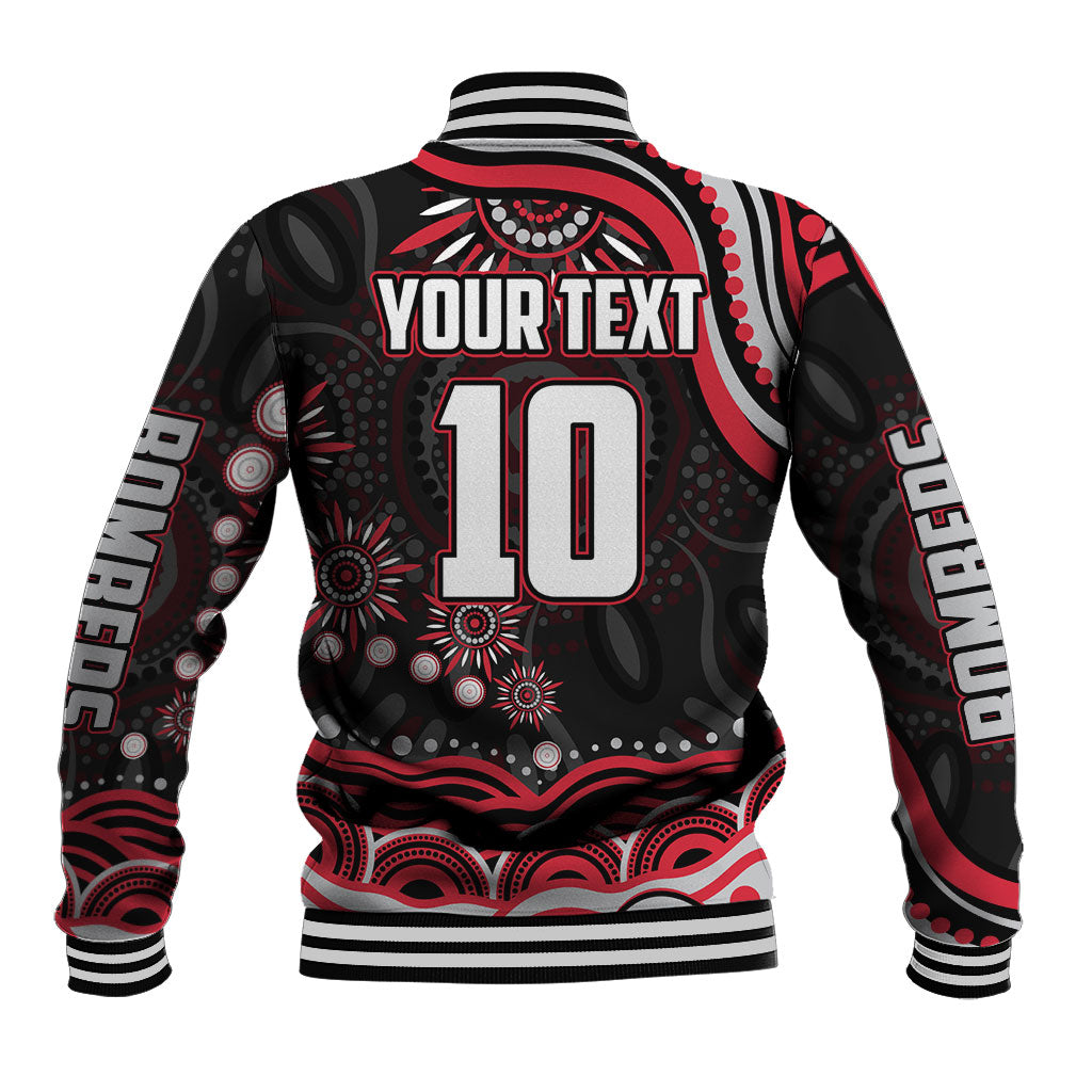 Personalized Essendon Bombers Rugby Baseball Jacket Aboriginal Dot Art - Dreamtime Football Mascot
