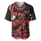 Personalized Essendon Bombers Rugby Baseball Jersey Aboriginal Dot Art - Dreamtime Football Mascot
