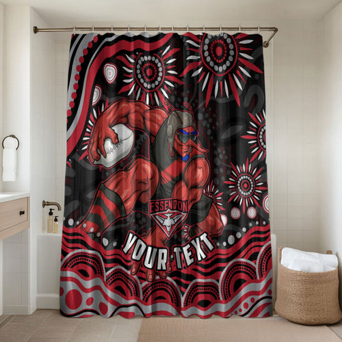 Personalized Essendon Bombers Rugby Bathroom Set Aboriginal Dot Art - Dreamtime Football Mascot