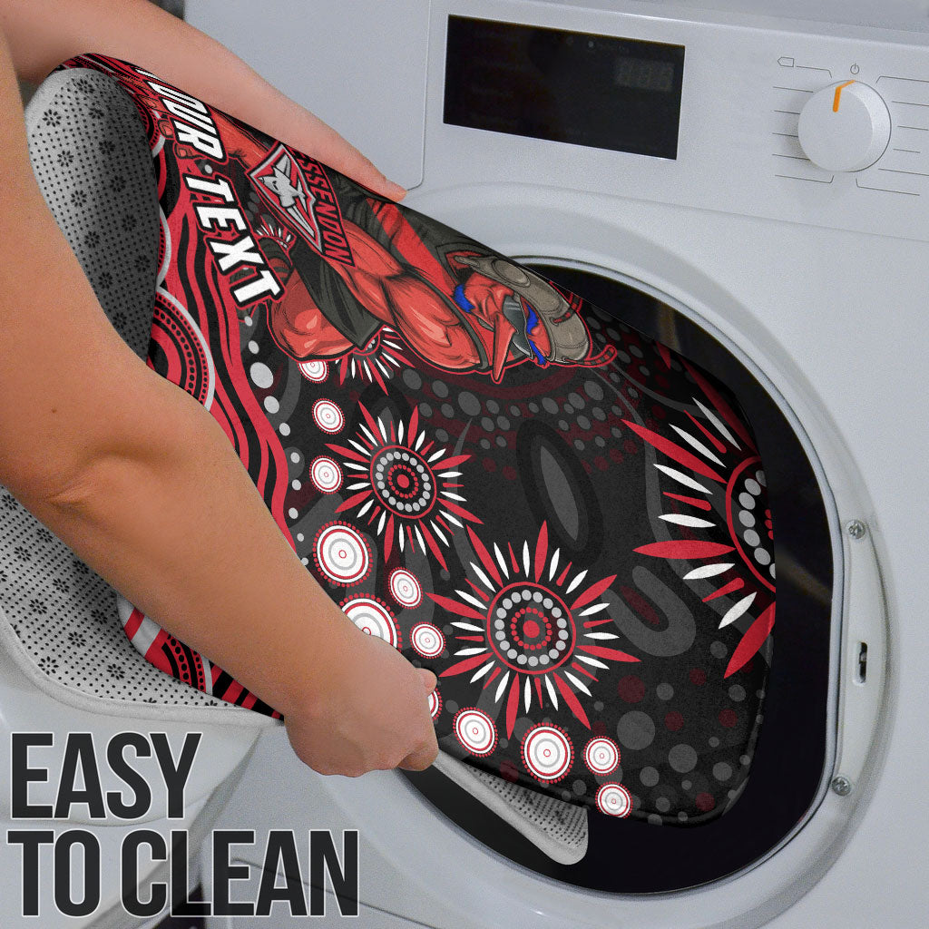 Personalized Essendon Bombers Rugby Bathroom Set Aboriginal Dot Art - Dreamtime Football Mascot