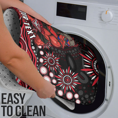 Personalized Essendon Bombers Rugby Bathroom Set Aboriginal Dot Art - Dreamtime Football Mascot