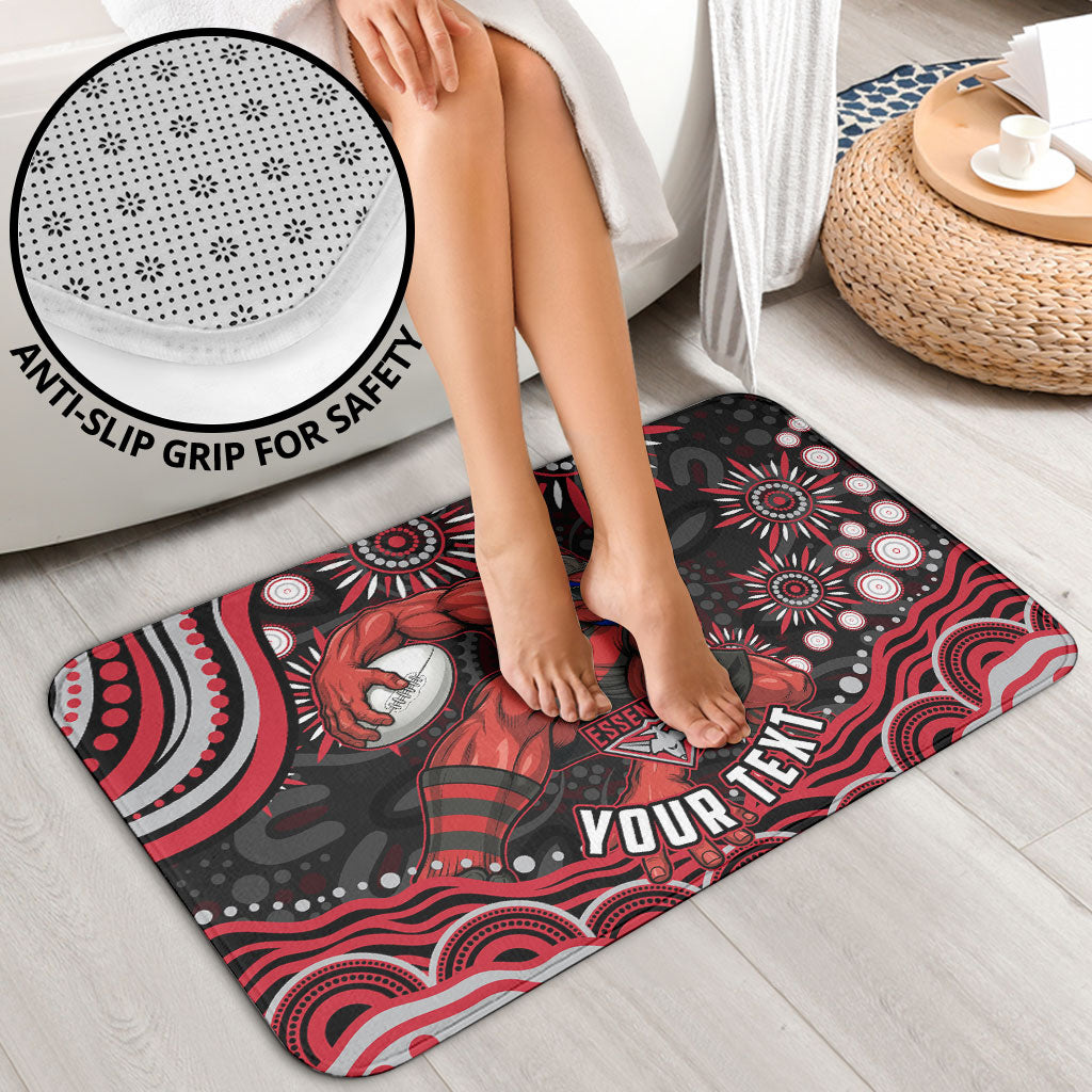 Personalized Essendon Bombers Rugby Bathroom Set Aboriginal Dot Art - Dreamtime Football Mascot