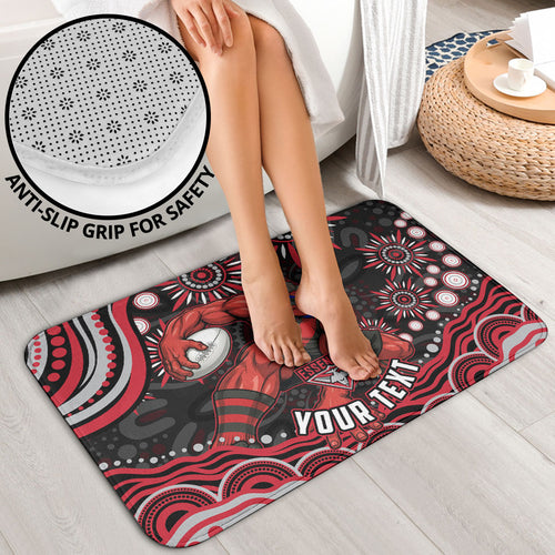 Personalized Essendon Bombers Rugby Bathroom Set Aboriginal Dot Art - Dreamtime Football Mascot
