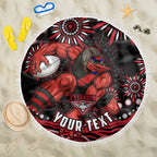 Personalized Essendon Bombers Rugby Beach Blanket Aboriginal Dot Art - Dreamtime Football Mascot