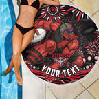 Personalized Essendon Bombers Rugby Beach Blanket Aboriginal Dot Art - Dreamtime Football Mascot