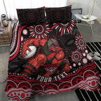 Personalized Essendon Bombers Rugby Bedding Set Aboriginal Dot Art - Dreamtime Football Mascot