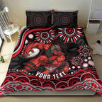Personalized Essendon Bombers Rugby Bedding Set Aboriginal Dot Art - Dreamtime Football Mascot
