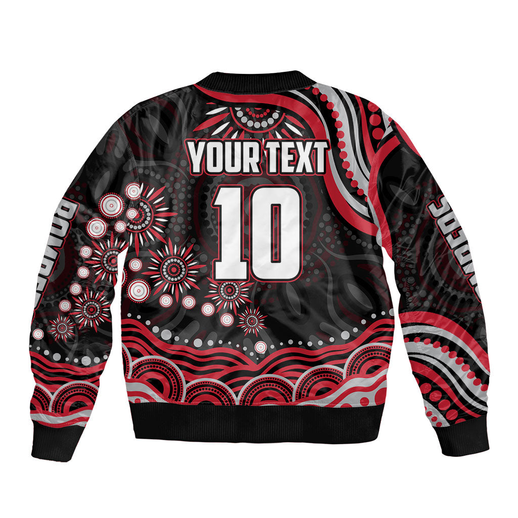 Personalized Essendon Bombers Rugby Bomber Jacket Aboriginal Dot Art - Dreamtime Football Mascot