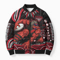 Personalized Essendon Bombers Rugby Bomber Puffer Jacket Aboriginal Dot Art - Dreamtime Football Mascot