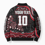 Personalized Essendon Bombers Rugby Bomber Puffer Jacket Aboriginal Dot Art - Dreamtime Football Mascot