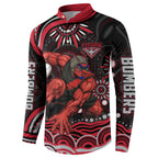 Personalized Essendon Bombers Rugby Button Sweatshirt Aboriginal Dot Art - Dreamtime Football Mascot