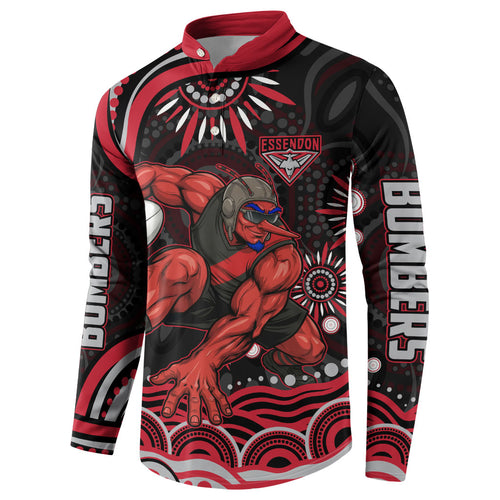 Personalized Essendon Bombers Rugby Button Sweatshirt Aboriginal Dot Art - Dreamtime Football Mascot