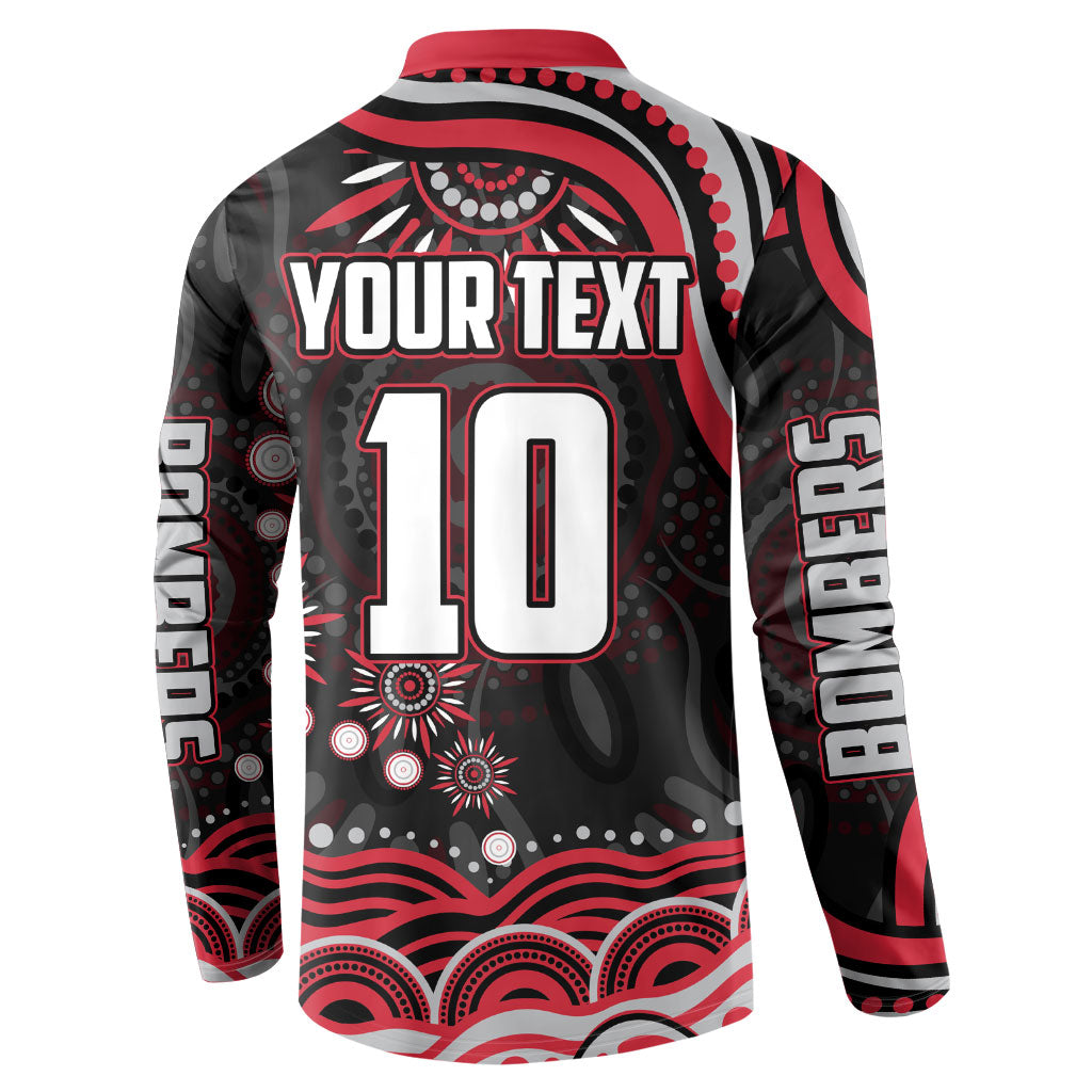 Personalized Essendon Bombers Rugby Button Sweatshirt Aboriginal Dot Art - Dreamtime Football Mascot